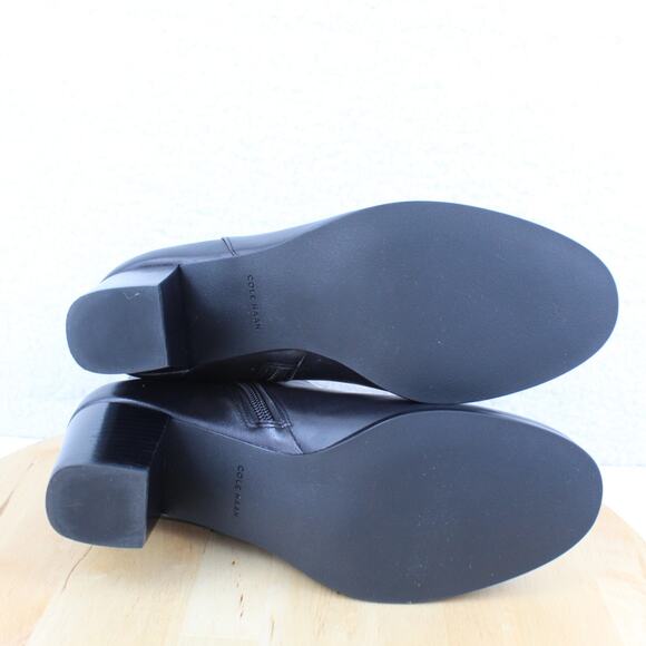 Cole Haan Boots Womens 8 Black Leather Grand OS Zipper Harness Ankle Bootie - Picture 7 of 11